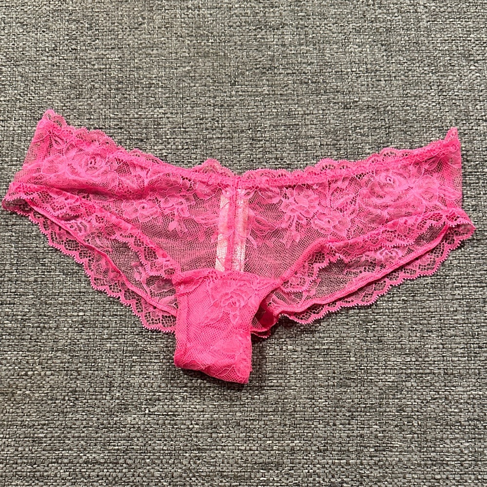 Victoria’s Secret Lace High Leg Cheeky Panty - Hot Pink